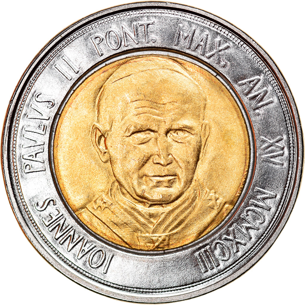 Coin, VATICAN CITY, John Paul II, 500 Lire, 1993, Roma, MS(65-70), Bi-Metallic