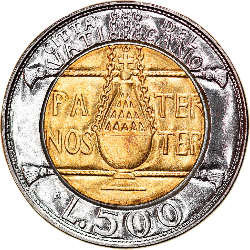 Coin, VATICAN CITY, John Paul II, 500 Lire, 1993, Roma, MS(65-70), Bi-Metallic