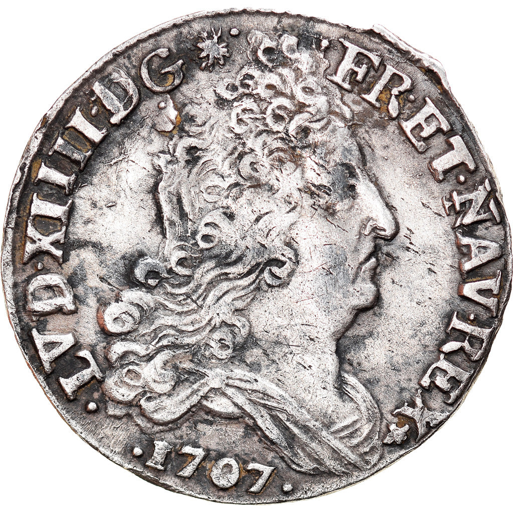 Moneda, Francia, Louis XIV, 10 Sols aux insignes, 10 Sols-1/8 Ecu, 1707, Nantes