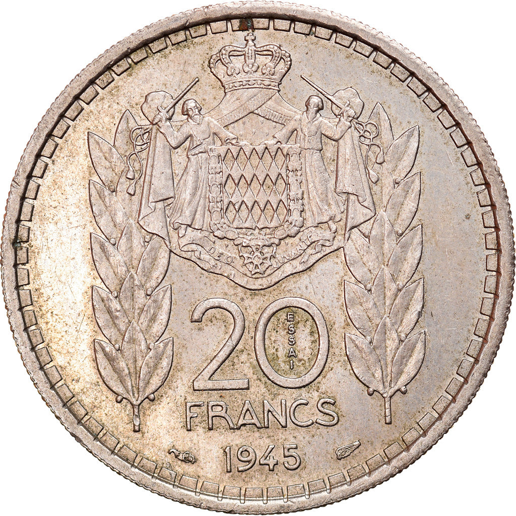 Coin, Monaco, Louis II, 20 Francs, 1945, ESSAI, AU(55-58), Copper-nickel