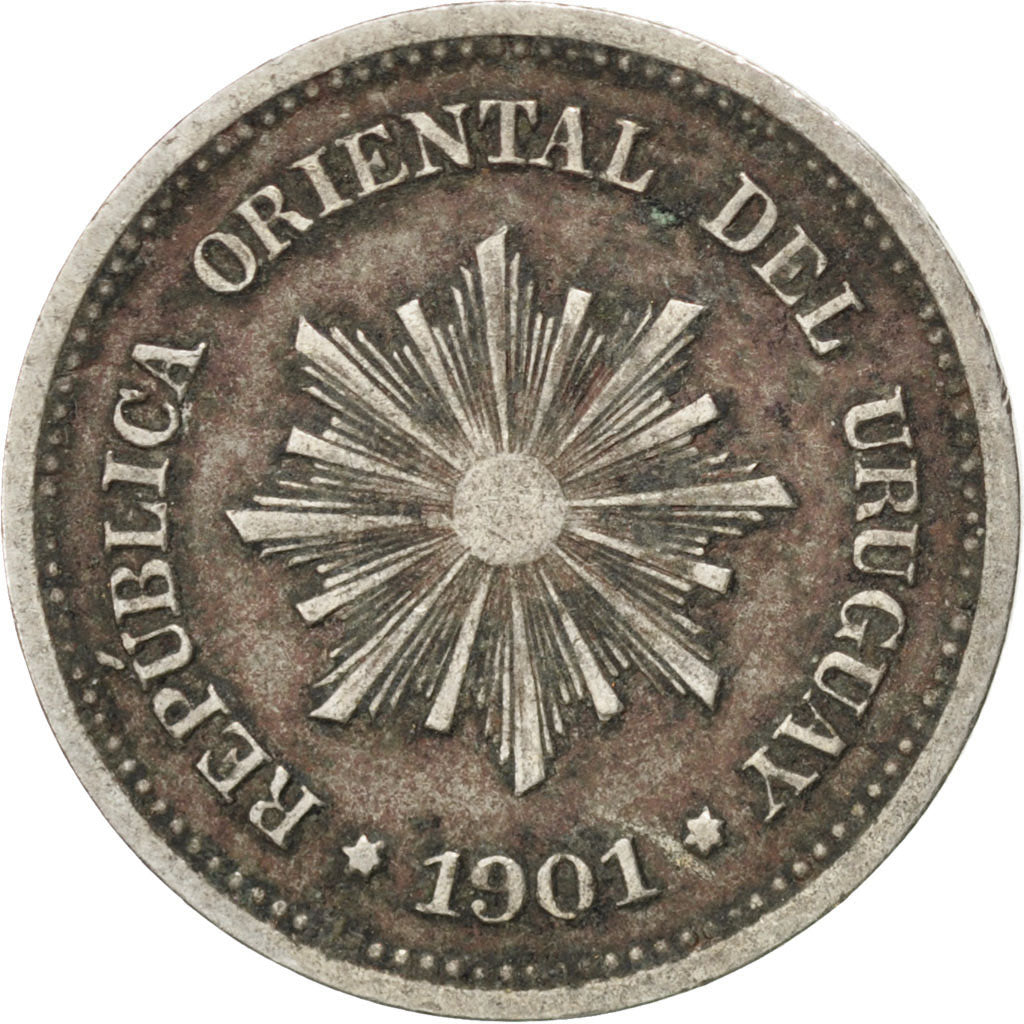URUGUAY, Centesimo, 1901, Uruguay Mint, KM #19, EF(40-45), Copper-Nickel, 20,...