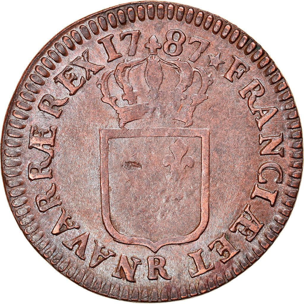 Monnaie, France, Louis XVI, Sol ou sou, Sol, 1787, Orléans, TTB, Cuivre