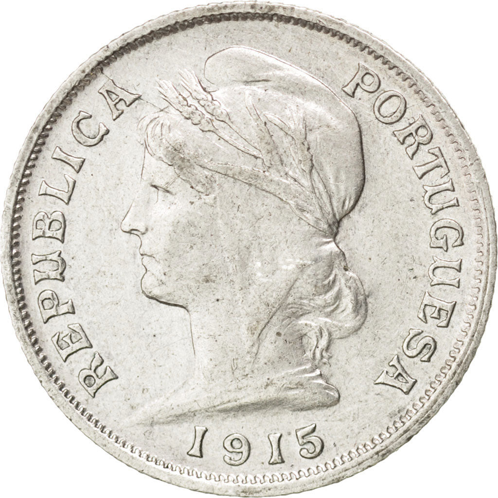 PORTUGAL, 10 Centavos, 1915, KM #563, AU(50-53), Silver, 2.49