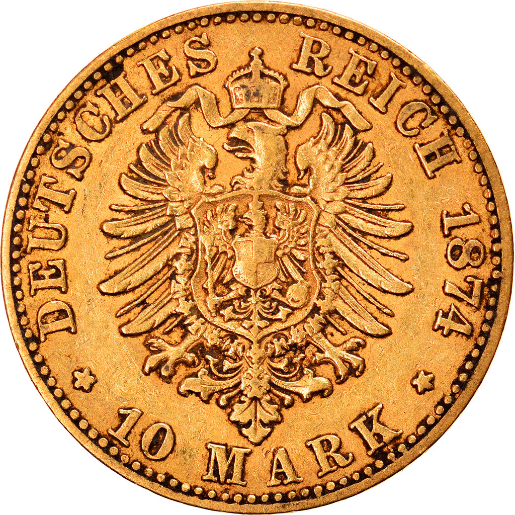 Coin, German States, SAXONY-ALBERTINE, Albert, 10 Mark, 1874, Muldenhütten