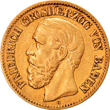 Coin, German States, BADEN, Friedrich I, 10 Mark, 1875, Stuttgart, EF(40-45)