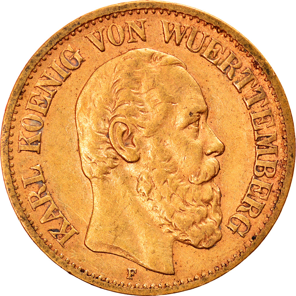 Monnaie, Etats allemands, WURTTEMBERG, Karl I, 10 Mark, 1879, Freudenstadt, TTB