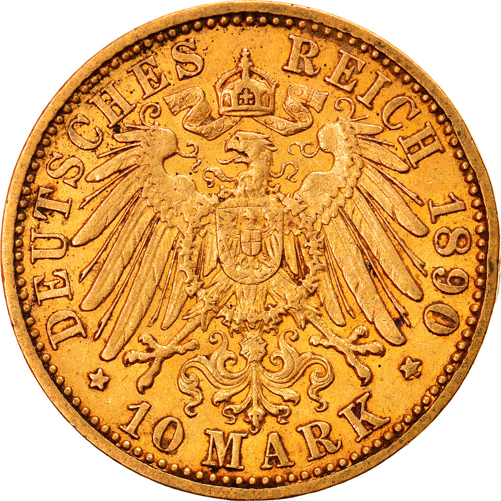 Coin, German States, PRUSSIA, Wilhelm II, 10 Mark, 1890, Berlin, EF(40-45)
