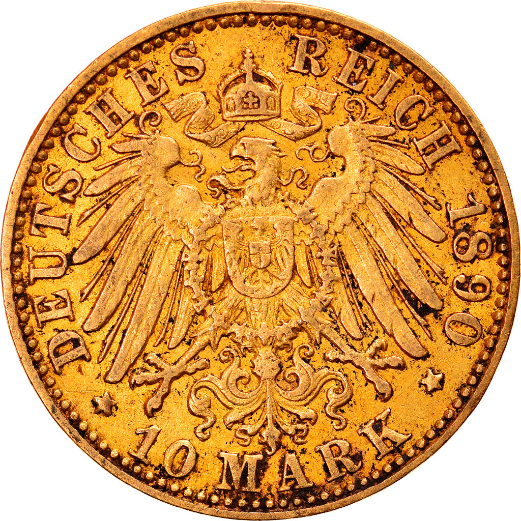 Monnaie, Etats allemands, HAMBURG, 10 Mark, 1890, Hamburg, TTB, Or, KM:608