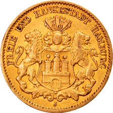 Coin, German States, HAMBURG, 10 Mark, 1896, Hamburg, EF(40-45), Gold, KM:608