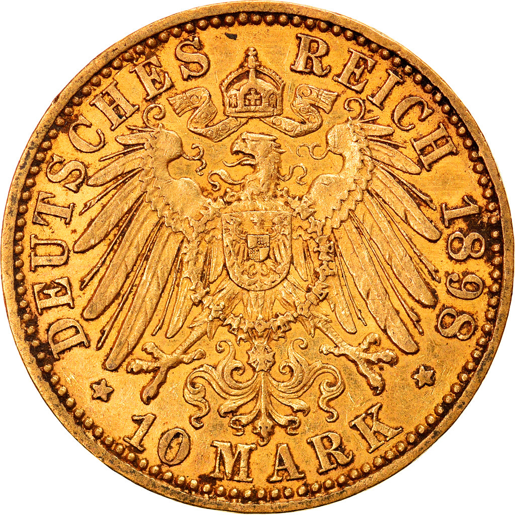 Coin, German States, PRUSSIA, Wilhelm II, 10 Mark, 1898, Berlin, EF(40-45)