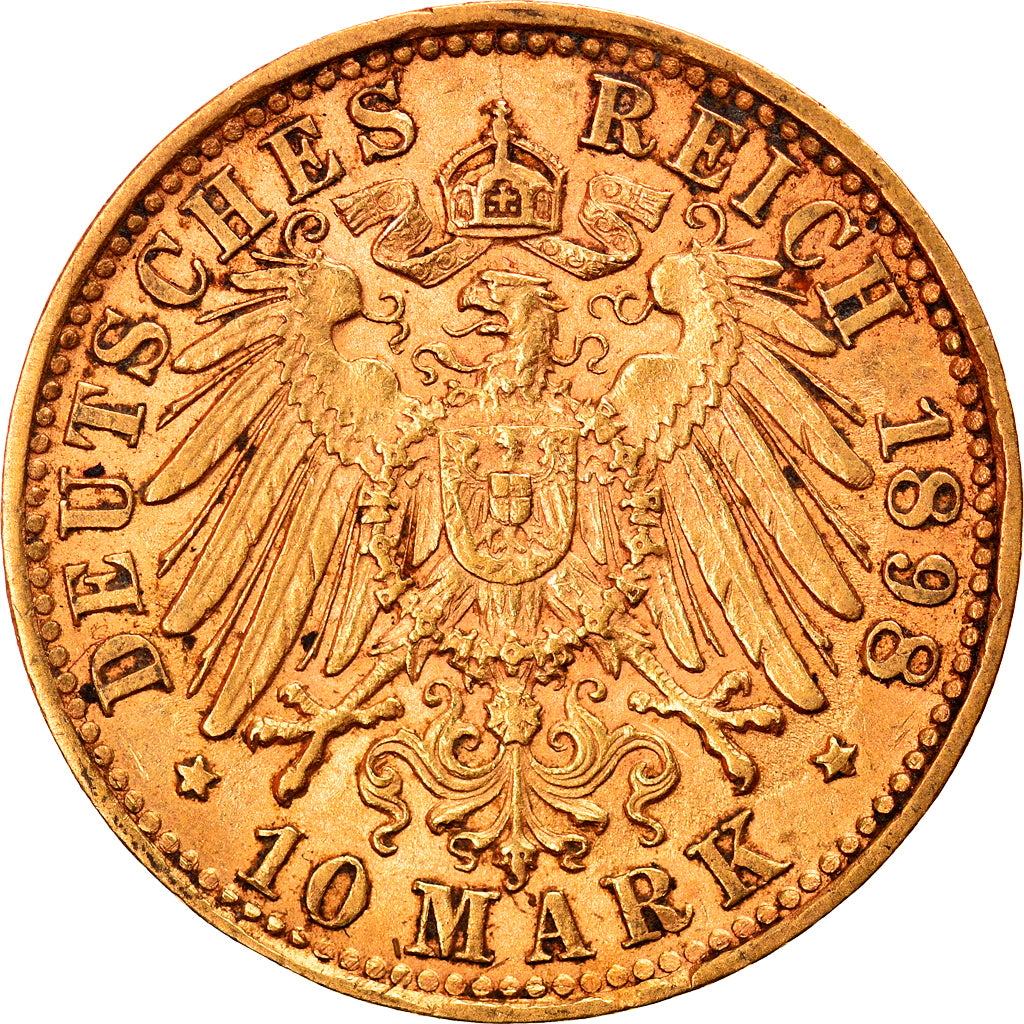 Coin, German States, BAVARIA, Otto, 10 Mark, 1898, Munich, AU(50-53), Gold