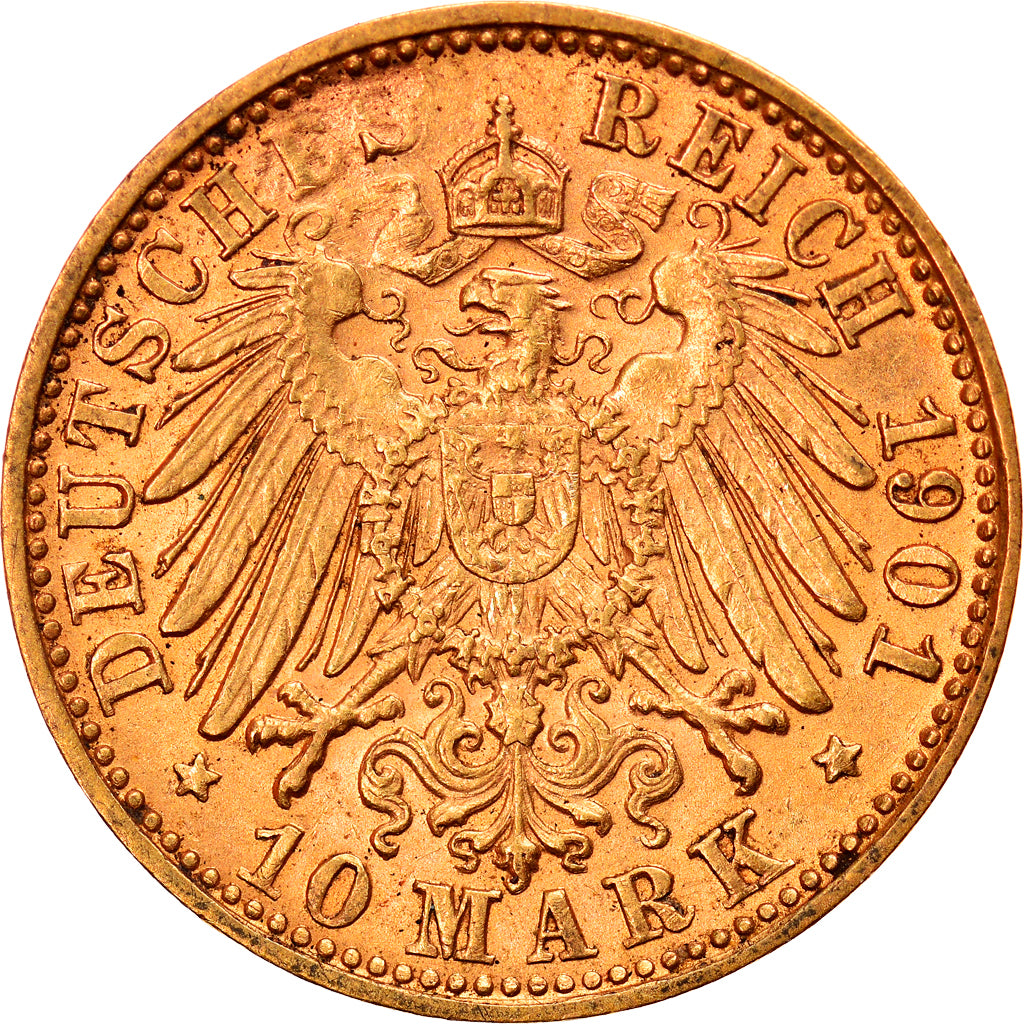Moeda, Estados Alemães, BAVARIA, Otto, 10 Mark, 1901, Munich, EF(40-45)