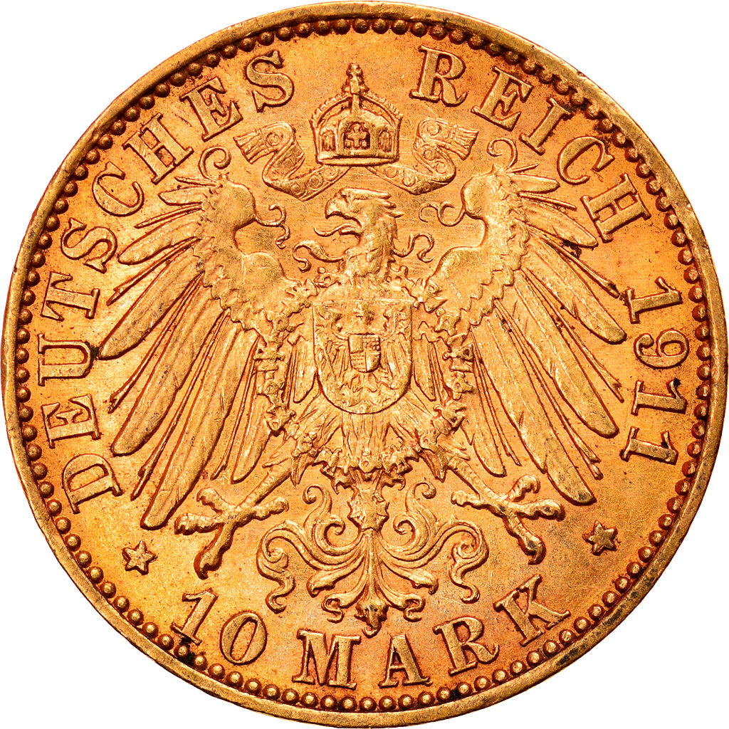 Coin, German States, PRUSSIA, Wilhelm II, 10 Mark, 1911, Berlin, AU(55-58)