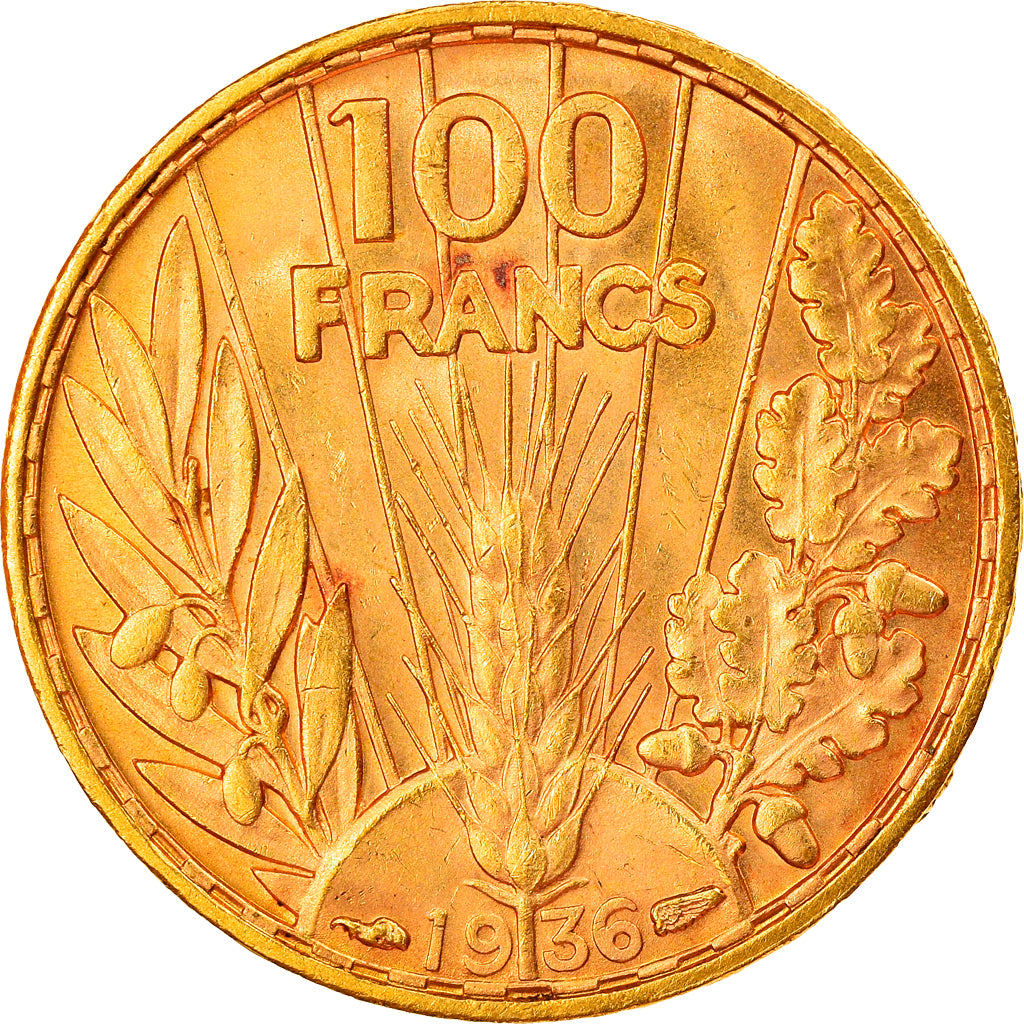 Coin, France, Bazor, 100 Francs, 1936, Paris, MS(60-62), Gold, KM:880