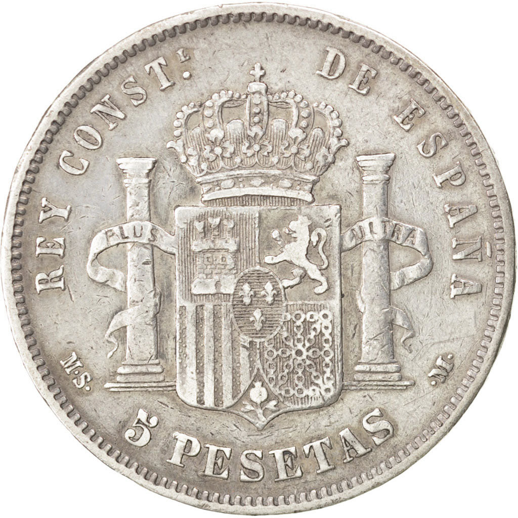 Coin, Spain, Alfonso XII, 5 Pesetas, 1885, VF(30-35), Silver, KM:688