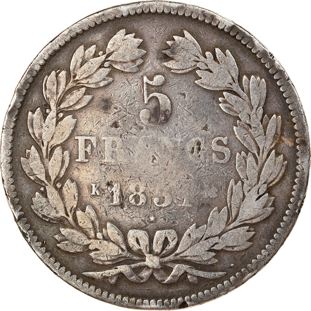 Moneta, Francia, Louis-Philippe, 5 Francs, 1831, Bordeaux, HYBRIDE, MB, Argento