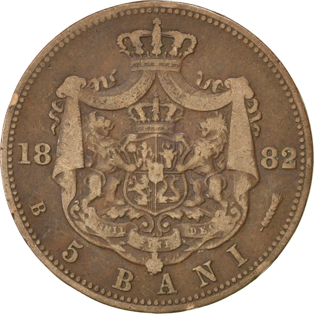 Romania, Carol I, 5 Bani, 1882, MB+, Rame, KM:19