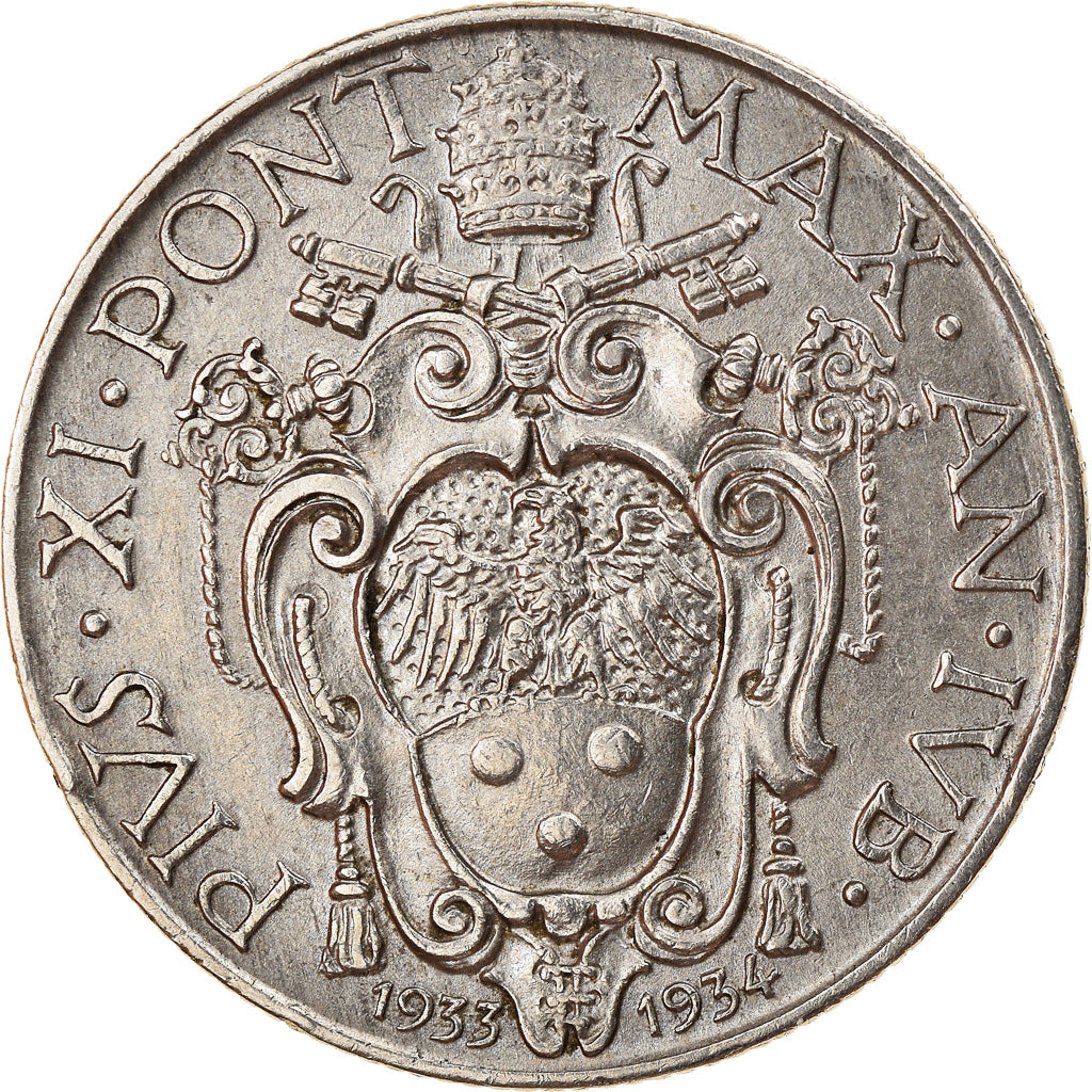 Monnaie, Cité du Vatican, Pius XI, Lira, 1933-1934, Roma, SUP, Nickel, KM:15