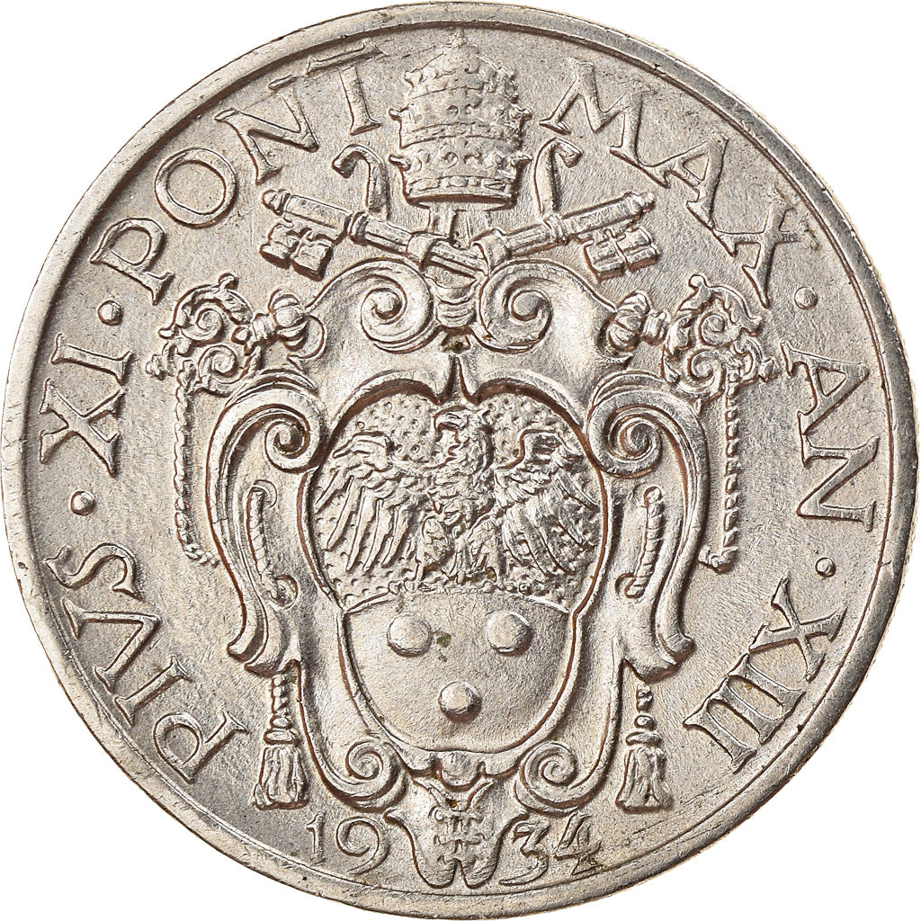 Münze, Vatikanstadt, Pius XI, 20 Centesimi, 1934, Roma, VZ, Nickel, KM:3