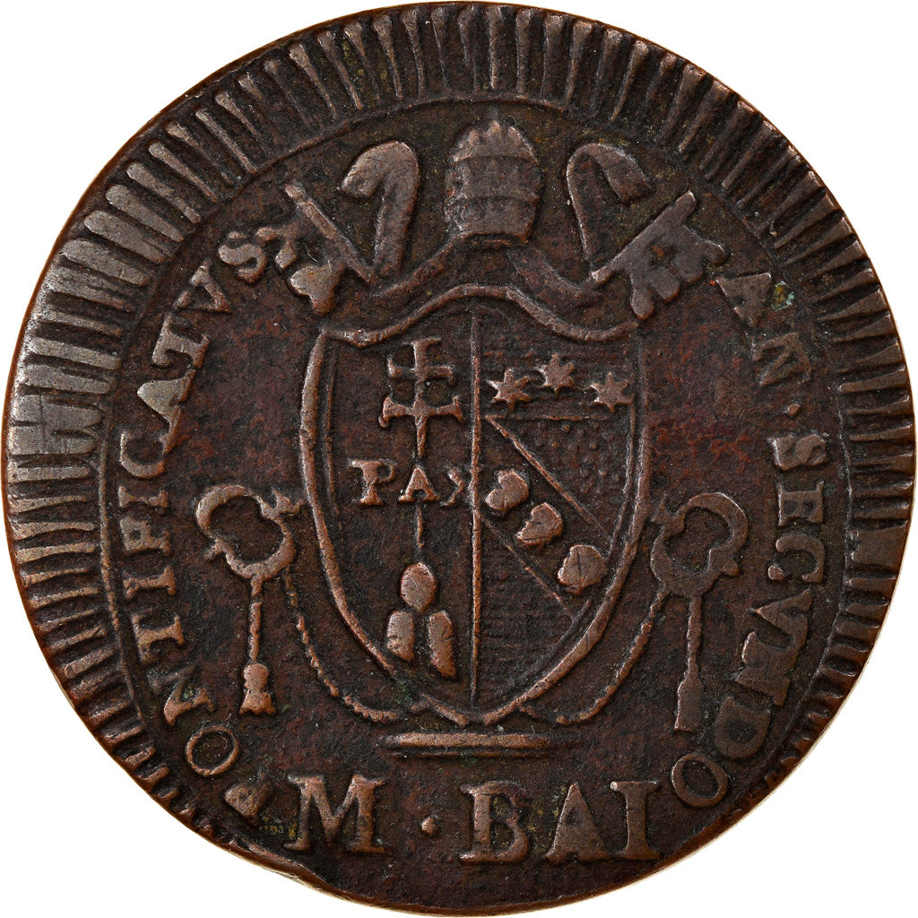 Coin, ITALIAN STATES, PAPAL STATES, Pius VII, Mezzo (1/2) Baiocco, 1802, Roma