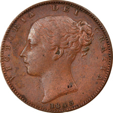 Coin, Great Britain, Victoria, Farthing, 1843, AU(55-58), Copper, KM:725