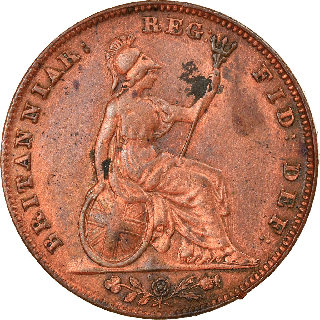 Coin, Great Britain, Victoria, Farthing, 1843, AU(55-58), Copper, KM:725
