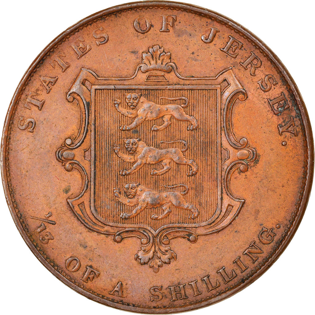 Monnaie, Jersey, Victoria, 1/13 Shilling, 1841, TTB+, Cuivre, KM:3