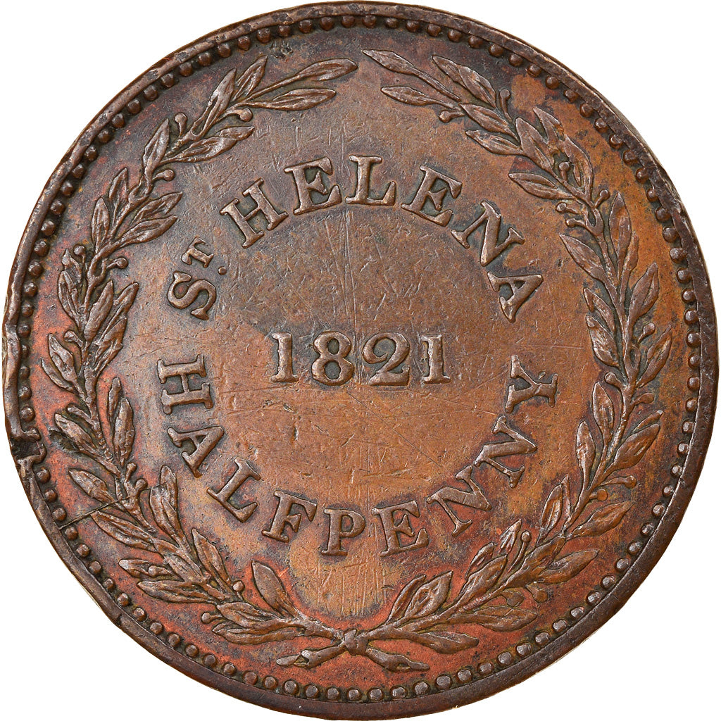 Coin, Saint Helena, 1/2 Penny, 1821, AU(50-53), Bronze, KM:4