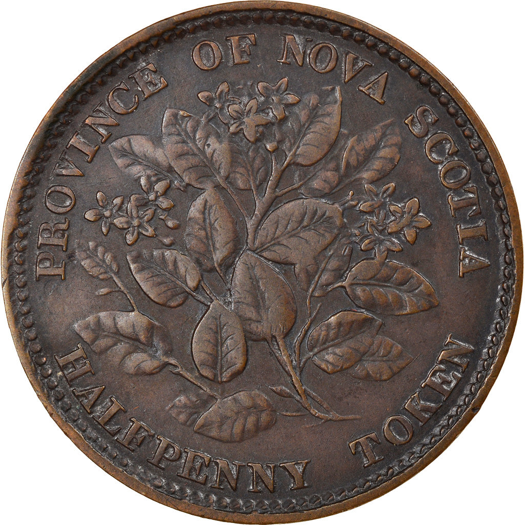 Moneta, Canada, Nova Scotia, Victoria, 1/2 Penny Token, 1856, EF(40-45), Bronze