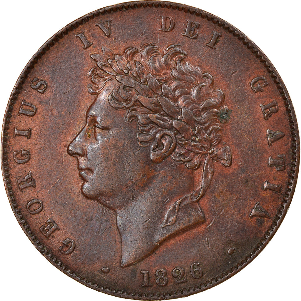 Moneta, Wielka Brytania, George IV, 1/2 Penny, 1826, AU(50-53), Miedź, KM:692