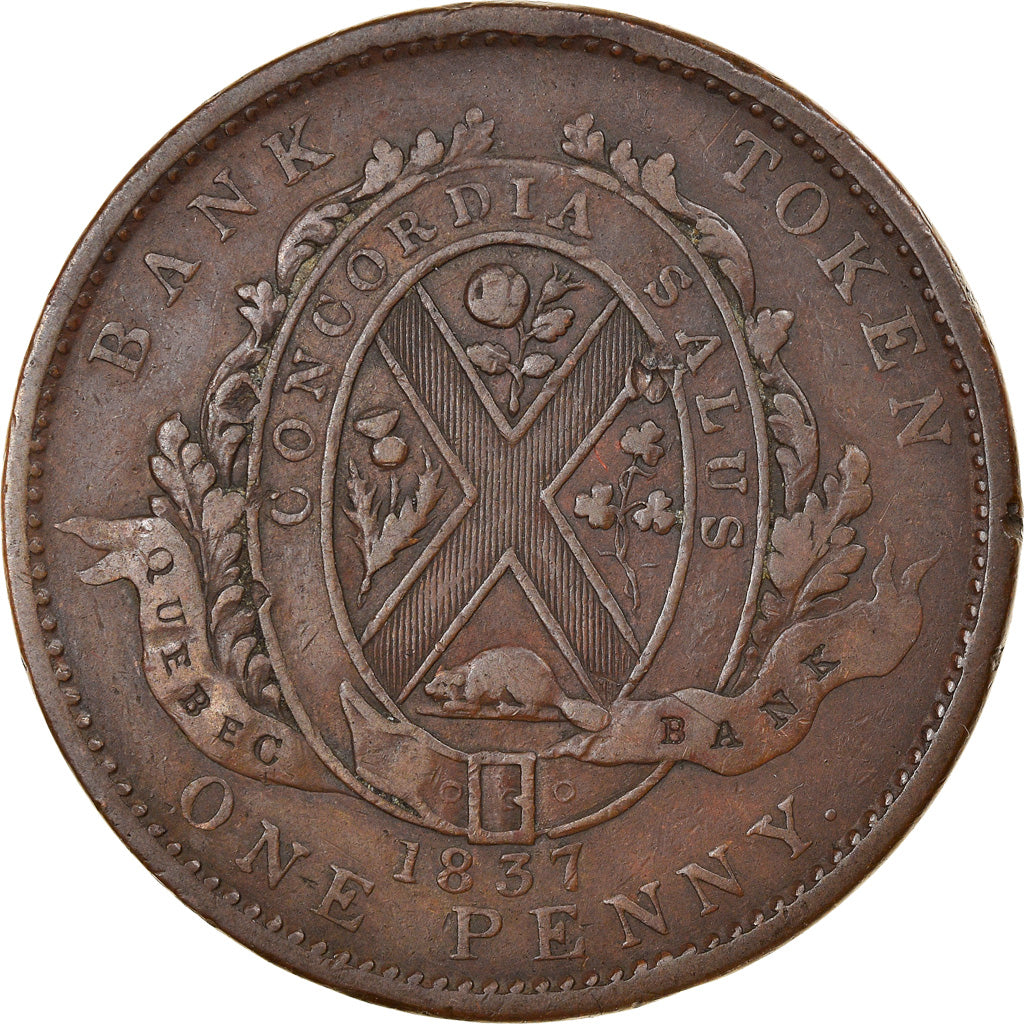 Moneta, Canada, LOWER CANADA, 2 Sous, PENNY, 1837, Soho Mint, Birmingham