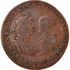 Francia, Token, Louis XIV et Marie-Thérèse, Mariage, 1664, BC+, Cobre