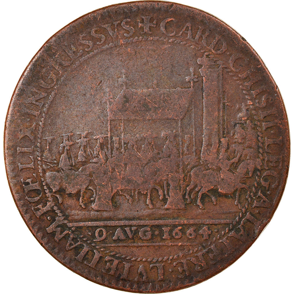 Francia, Token, Louis XIV et Marie-Thérèse, Mariage, 1664, BC+, Cobre