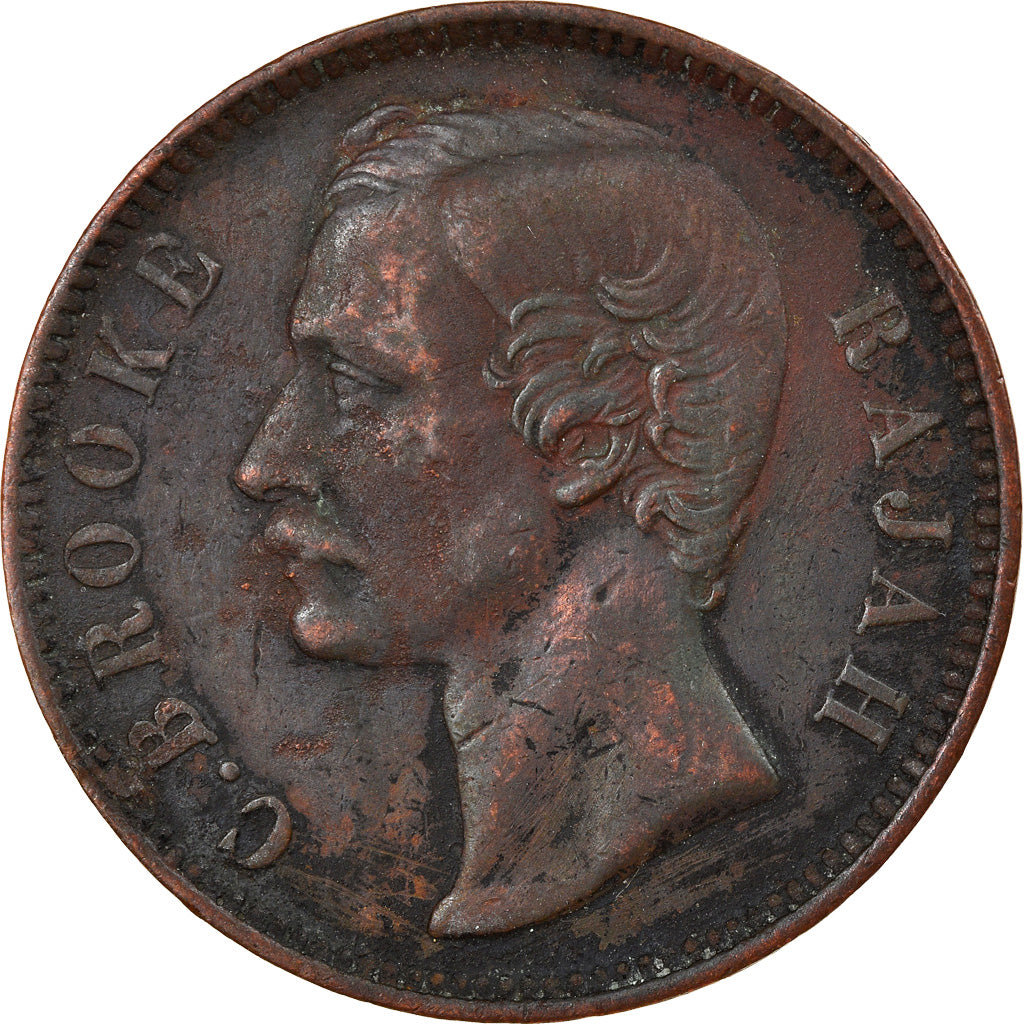 Moneta, Sarawak, Charles J. Brooke, Cent, 1884, Heaton, MB+, Rame, KM:6