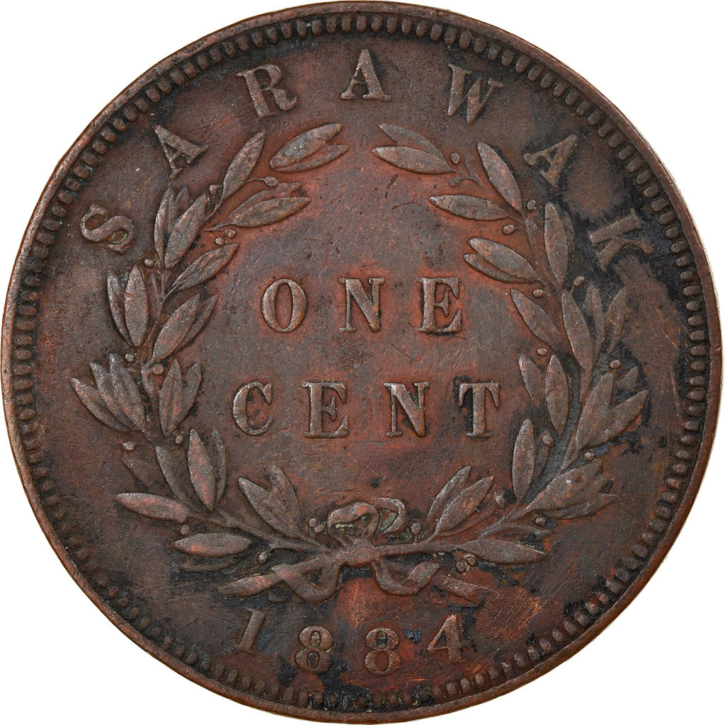 Moneta, Sarawak, Charles J. Brooke, Cent, 1884, Heaton, MB+, Rame, KM:6