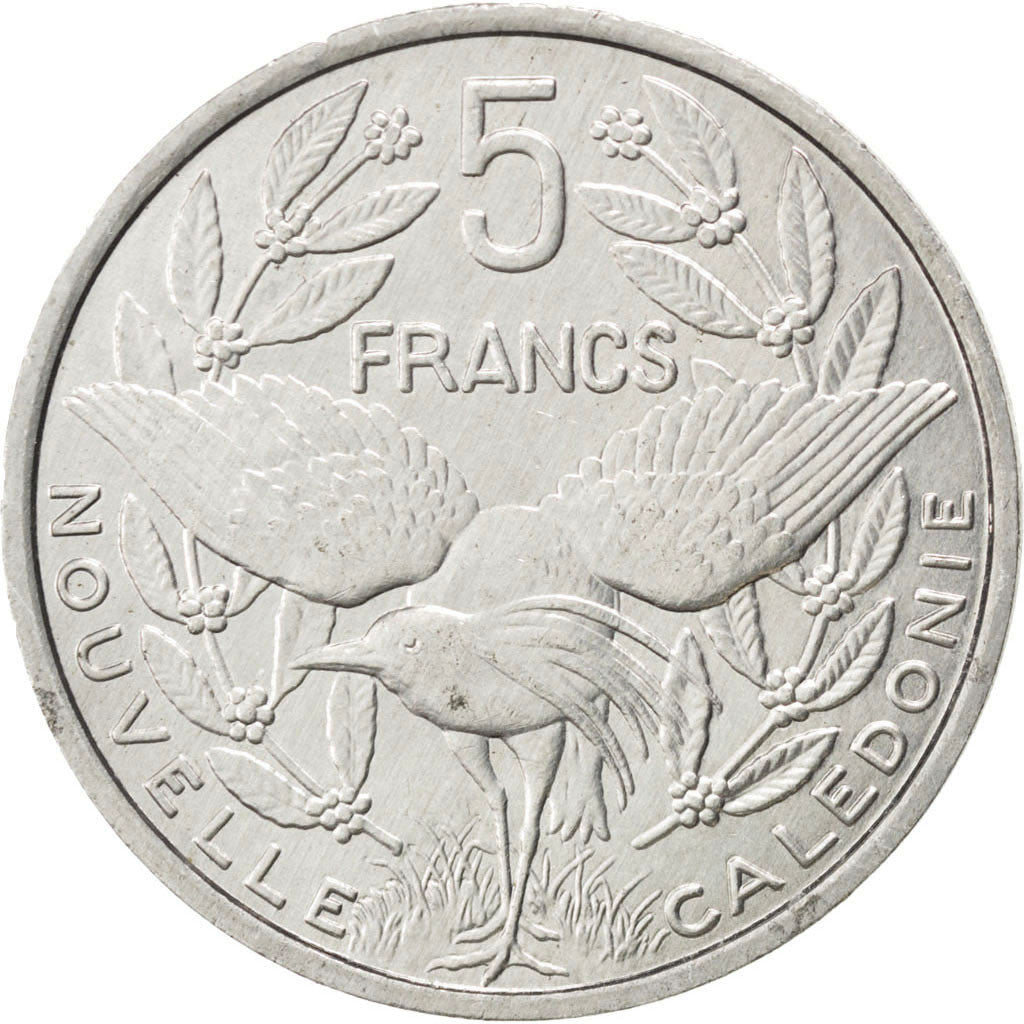 NEW CALEDONIA, 5 Francs, 1992, Paris, KM #16, MS(60-62), Aluminum, 31, Lecompte.
