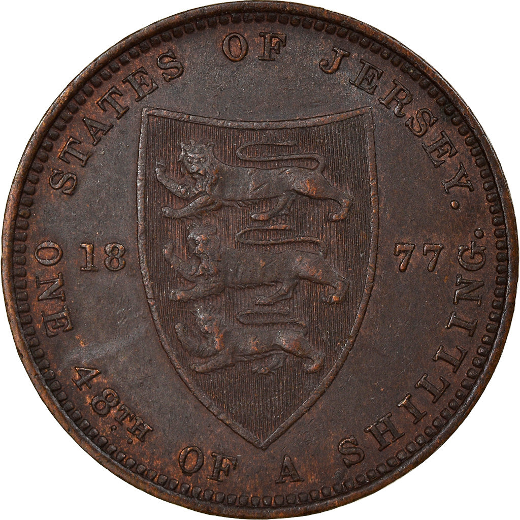 Coin, Jersey, Victoria, 1/48 Shilling, 1877, AU(50-53), Bronze, KM:6