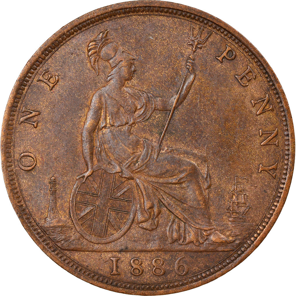 Coin, Great Britain, Victoria, Penny, 1886, EF(40-45), Bronze, KM:755