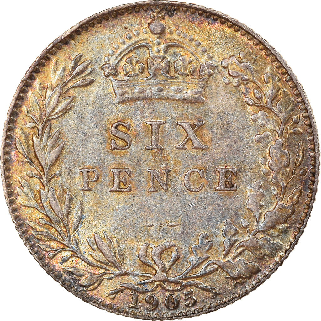 Coin, Great Britain, Edward VII, 6 Pence, 1905, EF(40-45), Silver, KM:799