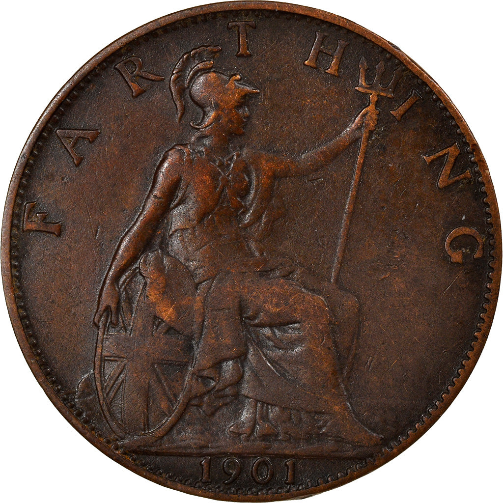 Coin, Great Britain, Victoria, Farthing, 1901, EF(40-45), Bronze, KM:788.2