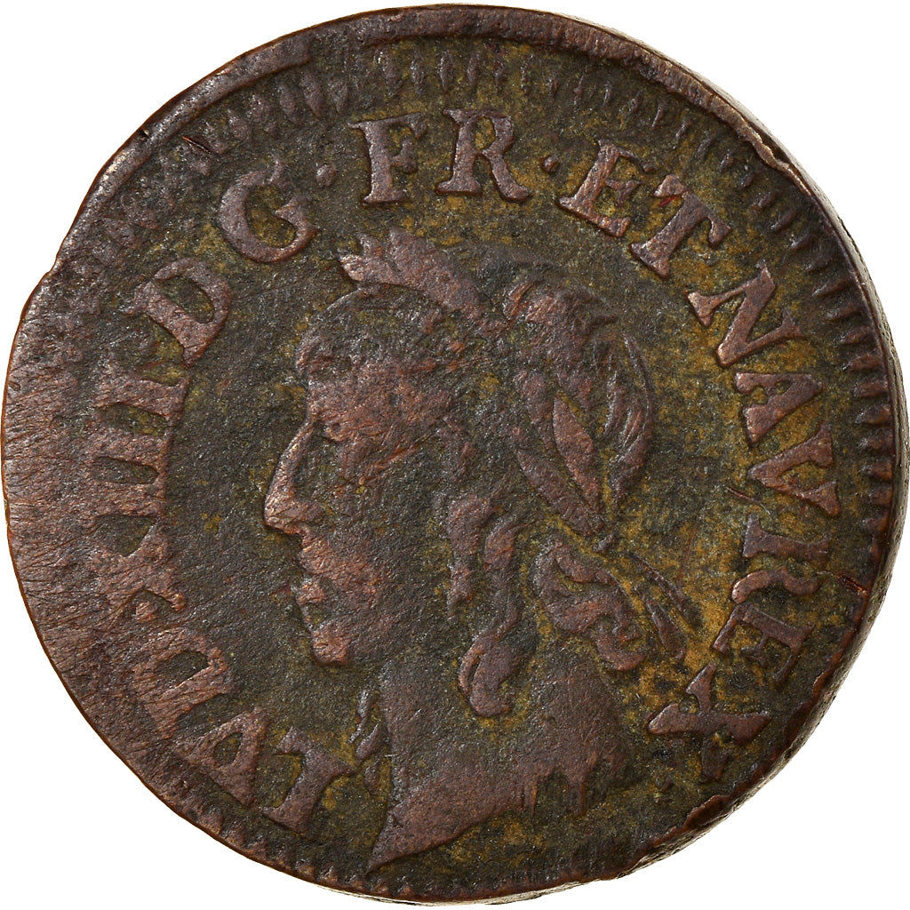 Coin, France, Louis XIII, Double tournois de Warin, tête à gauche, Double