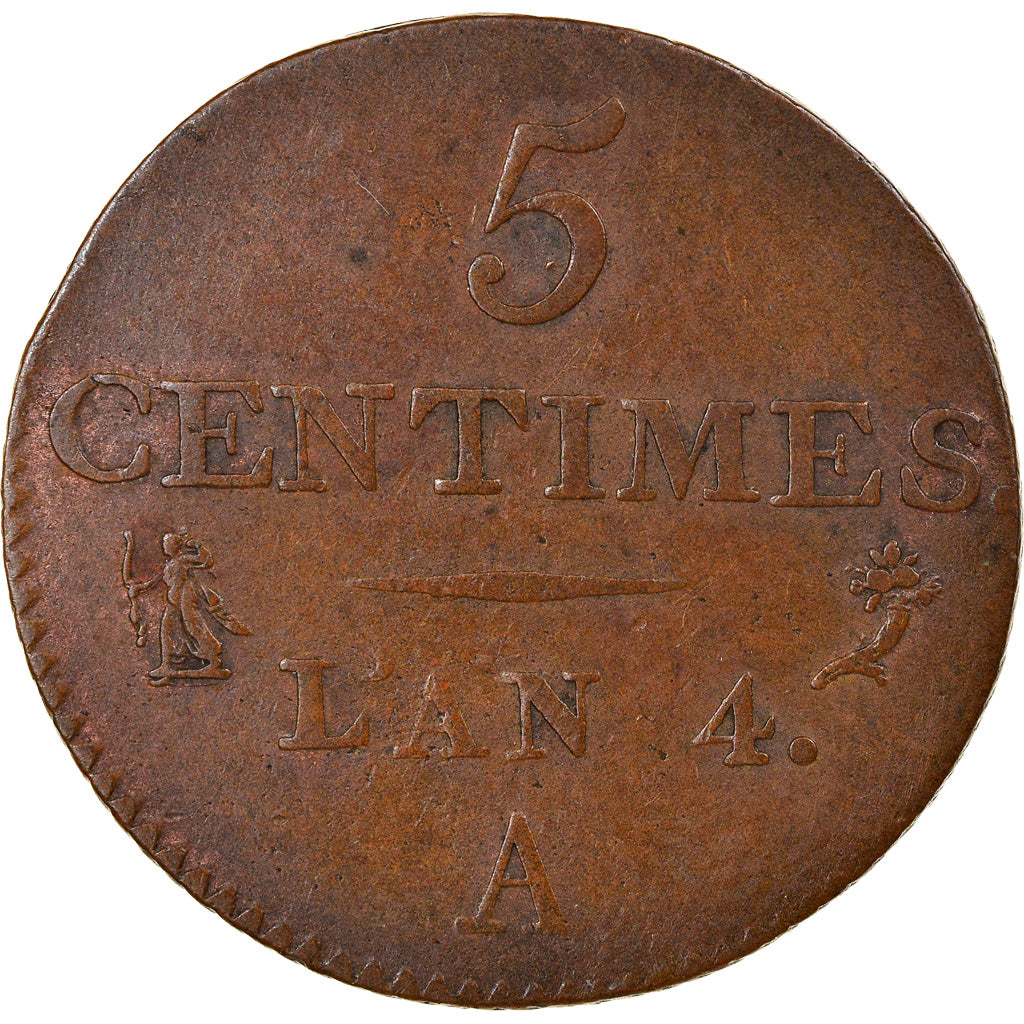 Coin, France, Dupré, 5 Centimes, AN 4, Paris, Petit module, EF(40-45), Bronze