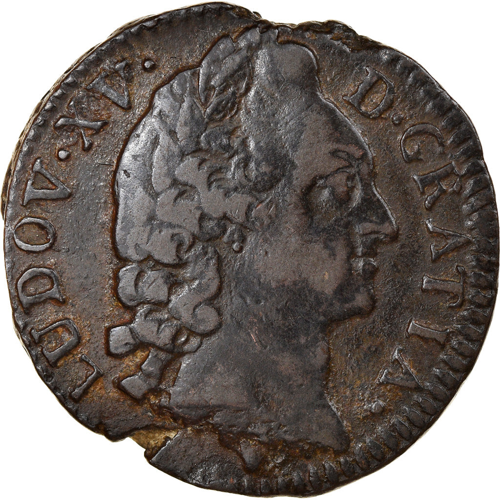 Coin, France, Louis XV, Sol d'Aix, Sol, 1768, Aix, VF(30-35), Copper, KM:542