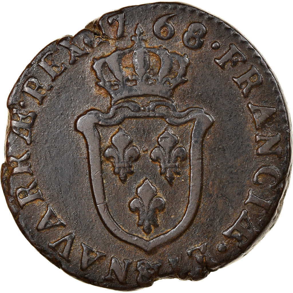 Coin, France, Louis XV, Sol d'Aix, Sol, 1768, Aix, VF(30-35), Copper, KM:542