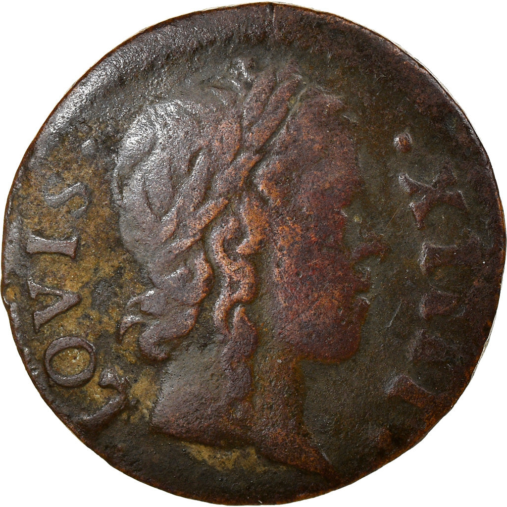 Coin, France, Louis XIV, Denier Tournois, 1649, Paris, VF(20-25), Copper