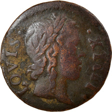 Coin, France, Louis XIV, Denier Tournois, 1649, Paris, VF(20-25), Copper
