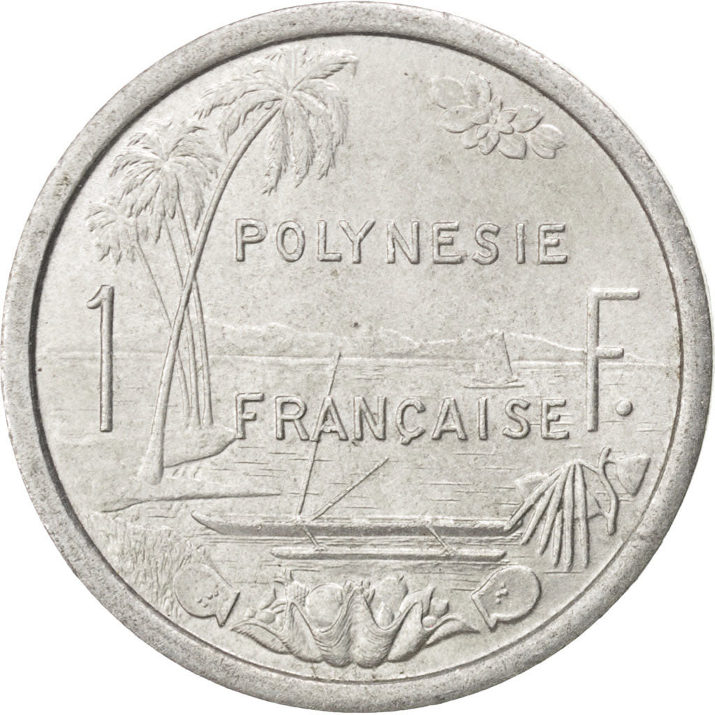 FRENCH POLYNESIA, Franc, 1965, KM #2, AU(50-53), Aluminum, 23, Lecompte #2, 1.26