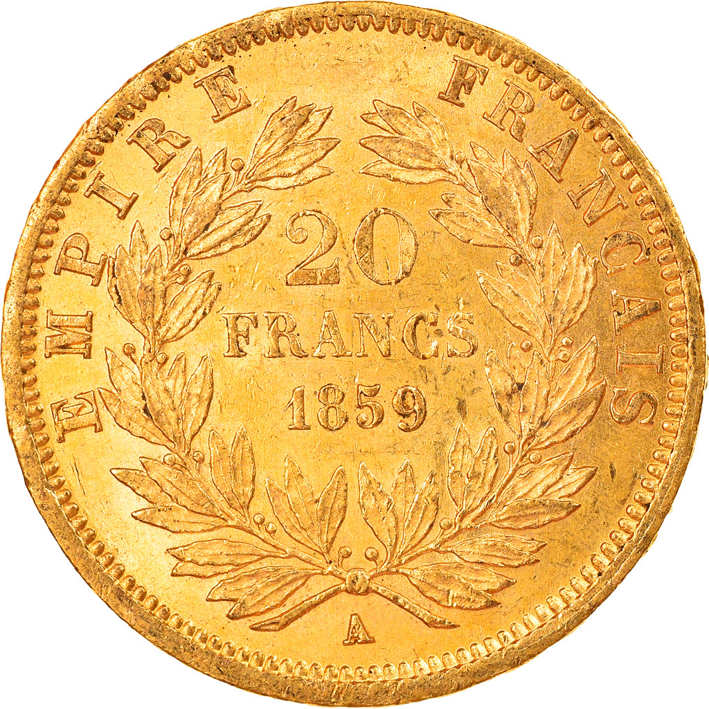 Moeda, França, Napoleon III, Napoléon III, 20 Francs, 1859, Paris, AU(55-58)