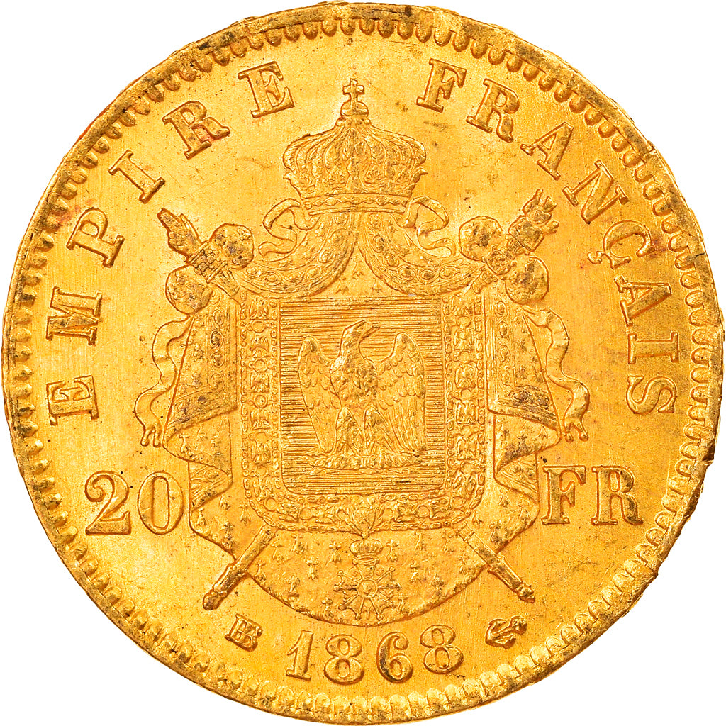 Moeda, França, Napoleon III, Napoléon III, 20 Francs, 1868, Strasbourg