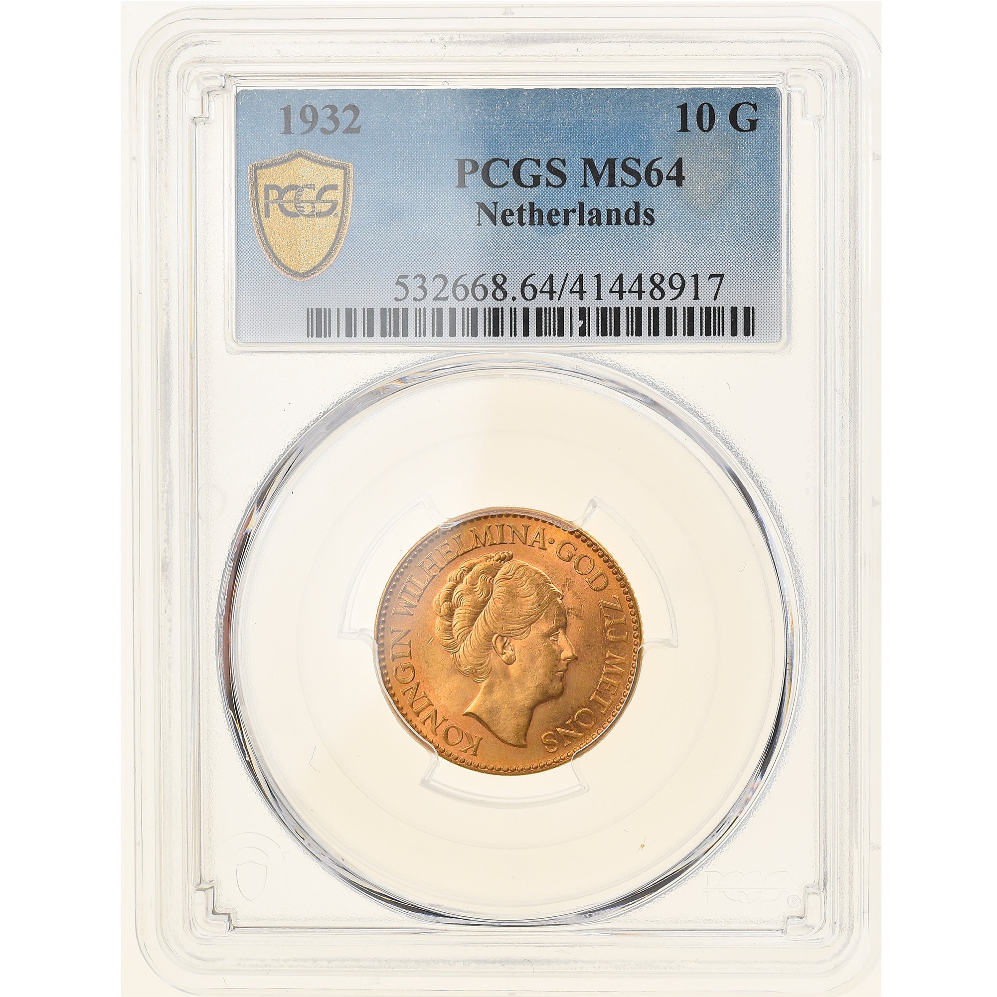 Munten, Nederland, Wilhelmina I, 10 Gulden, 1932, Utrecht, PCGS, MS64, UNC